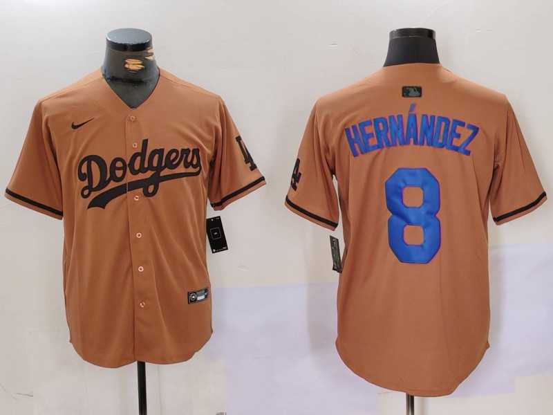 Men%27s Los Angeles Dodgers #8 Kike Hernandez Olive Cool Base Limited Stitched Jersey